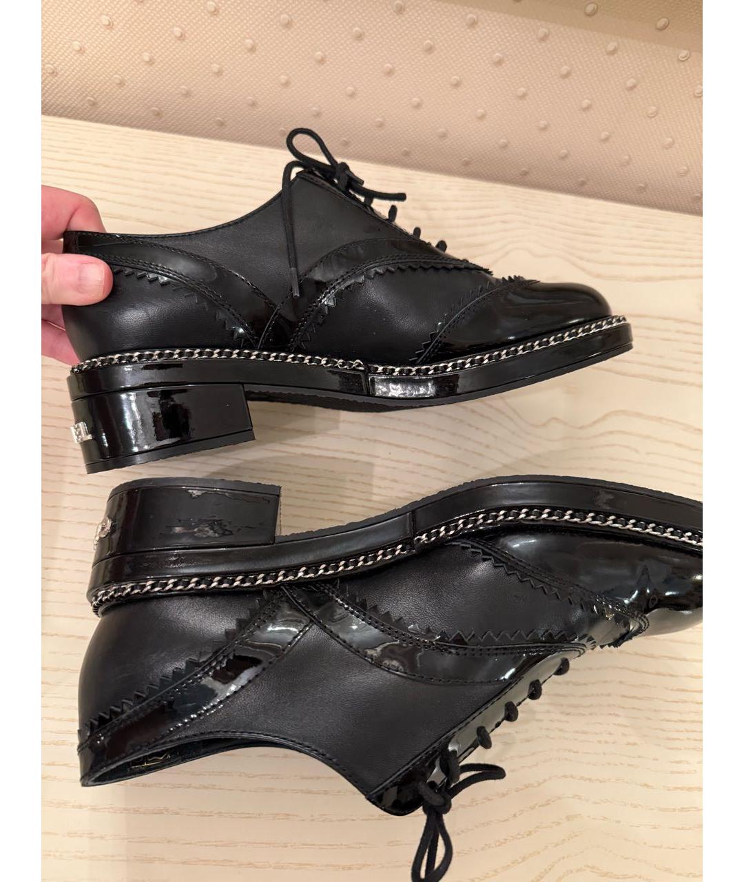 CHANEL Черные ботинки из лакированной кожи, фото 6