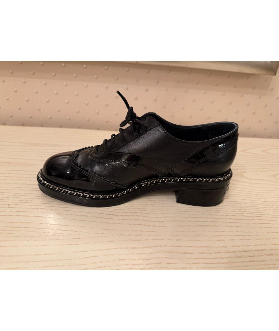 CHANEL Черные ботинки из лакированной кожи, фото 9