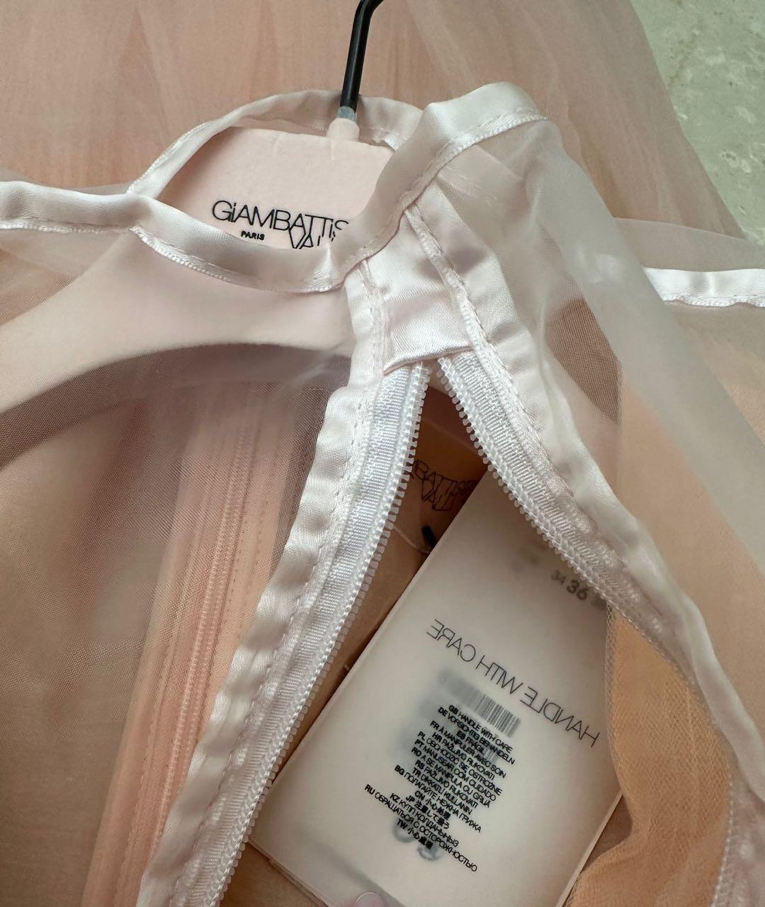 GIAMBATTISTA VALLI Коралловое сетчатое коктейльное платье, фото 4