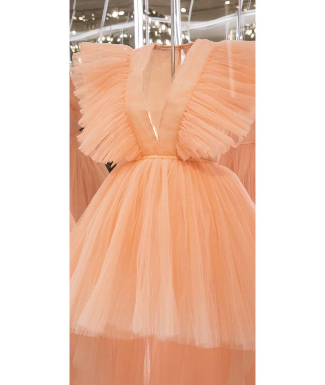 GIAMBATTISTA VALLI Коралловое сетчатое коктейльное платье, фото 3
