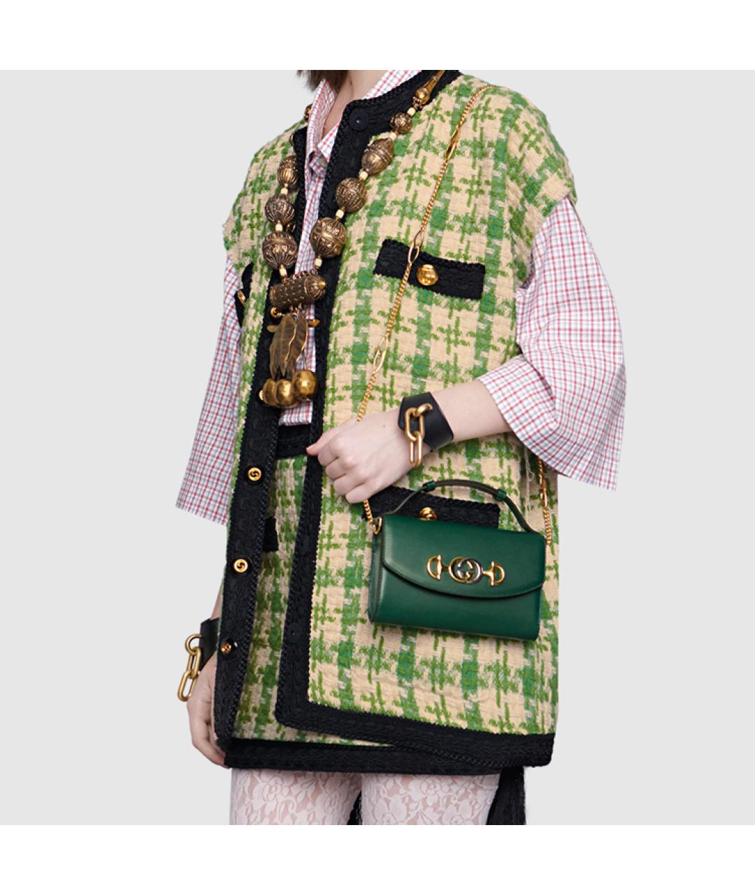 GUCCI Зеленая кожаная сумка через плечо, фото 9