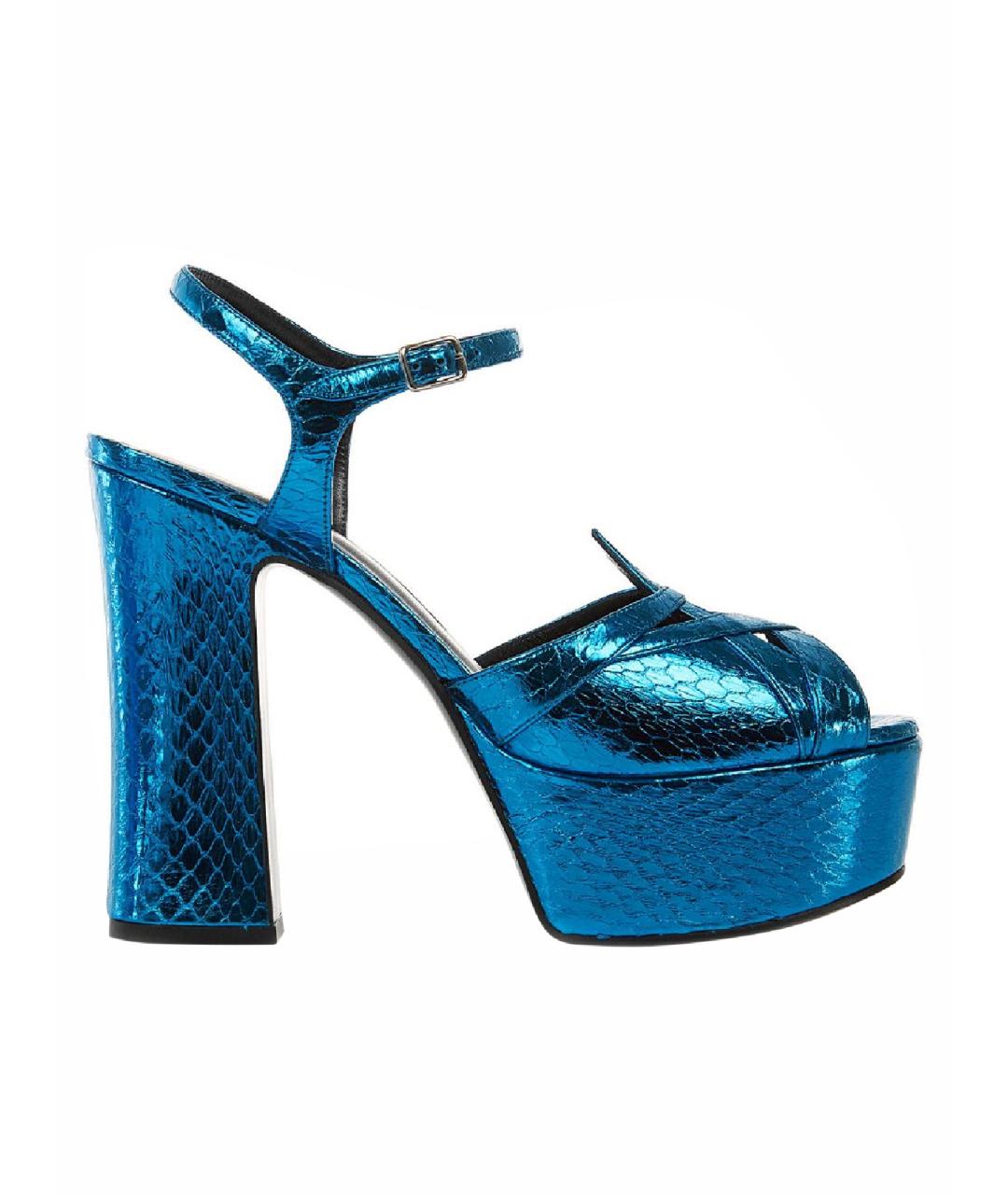 SAINT LAURENT Синие кожаные босоножки, фото 1