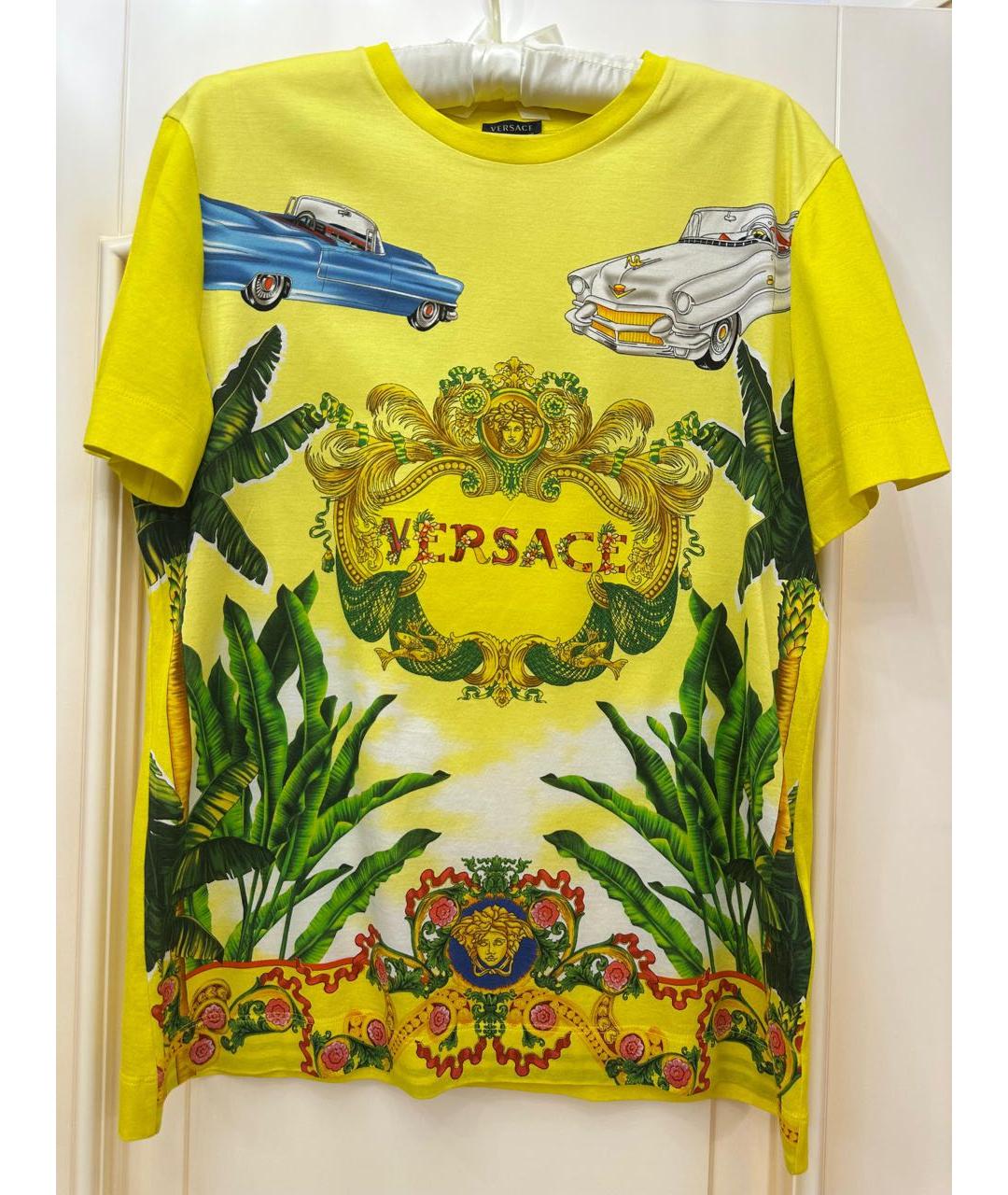 VERSACE Желтая хлопковая футболка, фото 2