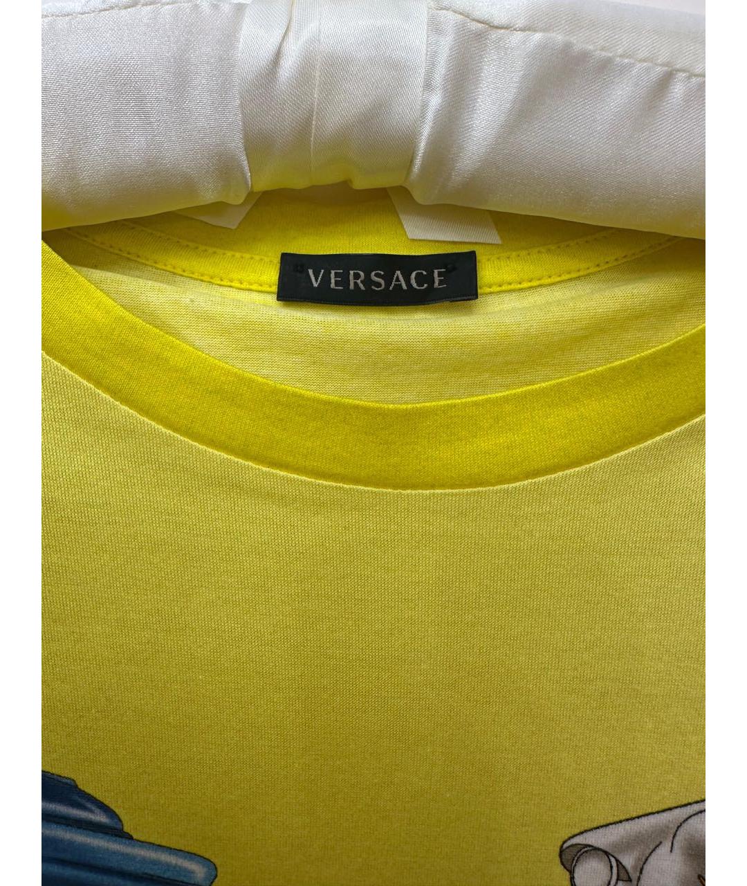 VERSACE Желтая хлопковая футболка, фото 4