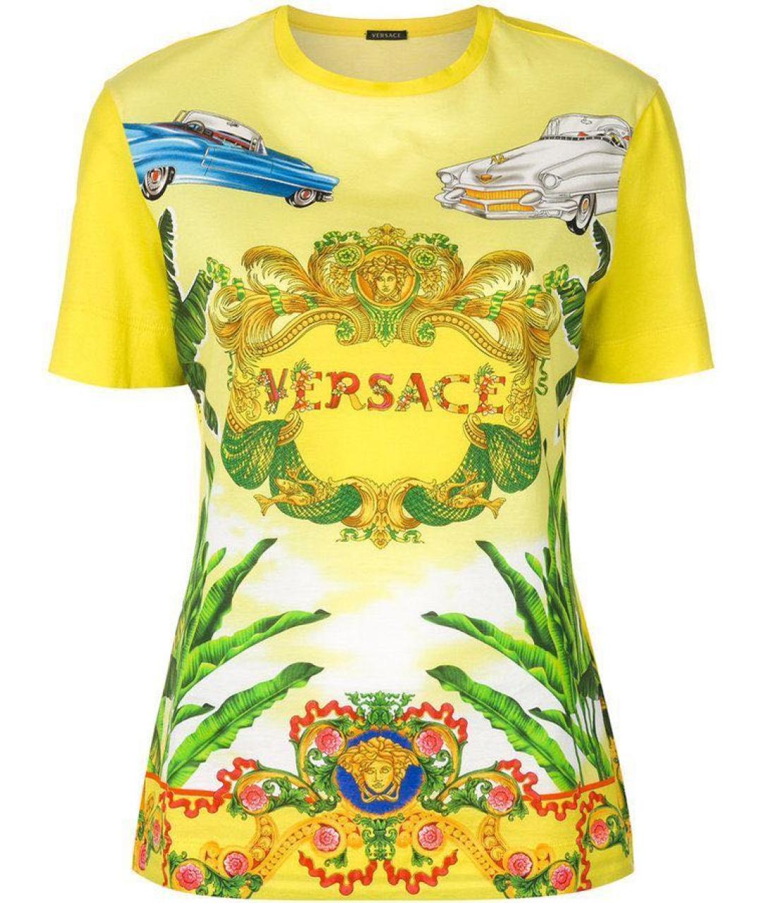 VERSACE Желтая хлопковая футболка, фото 7