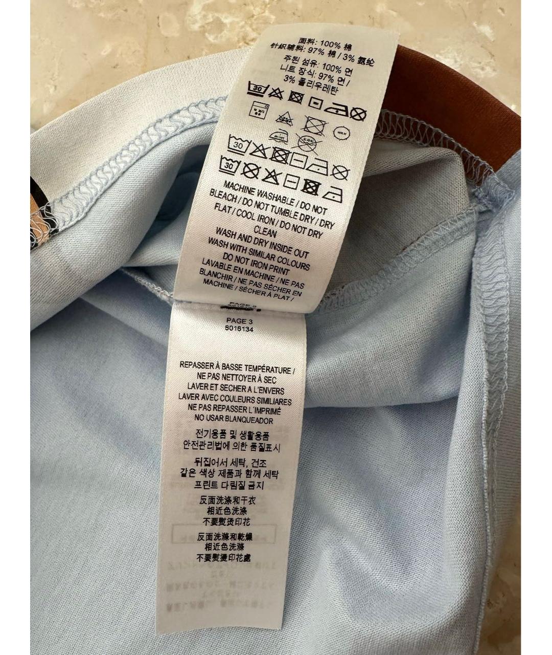 BURBERRY Голубая хлопковая футболка, фото 5
