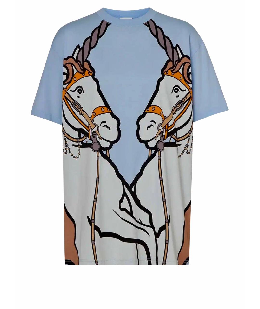 BURBERRY Голубая хлопковая футболка, фото 1
