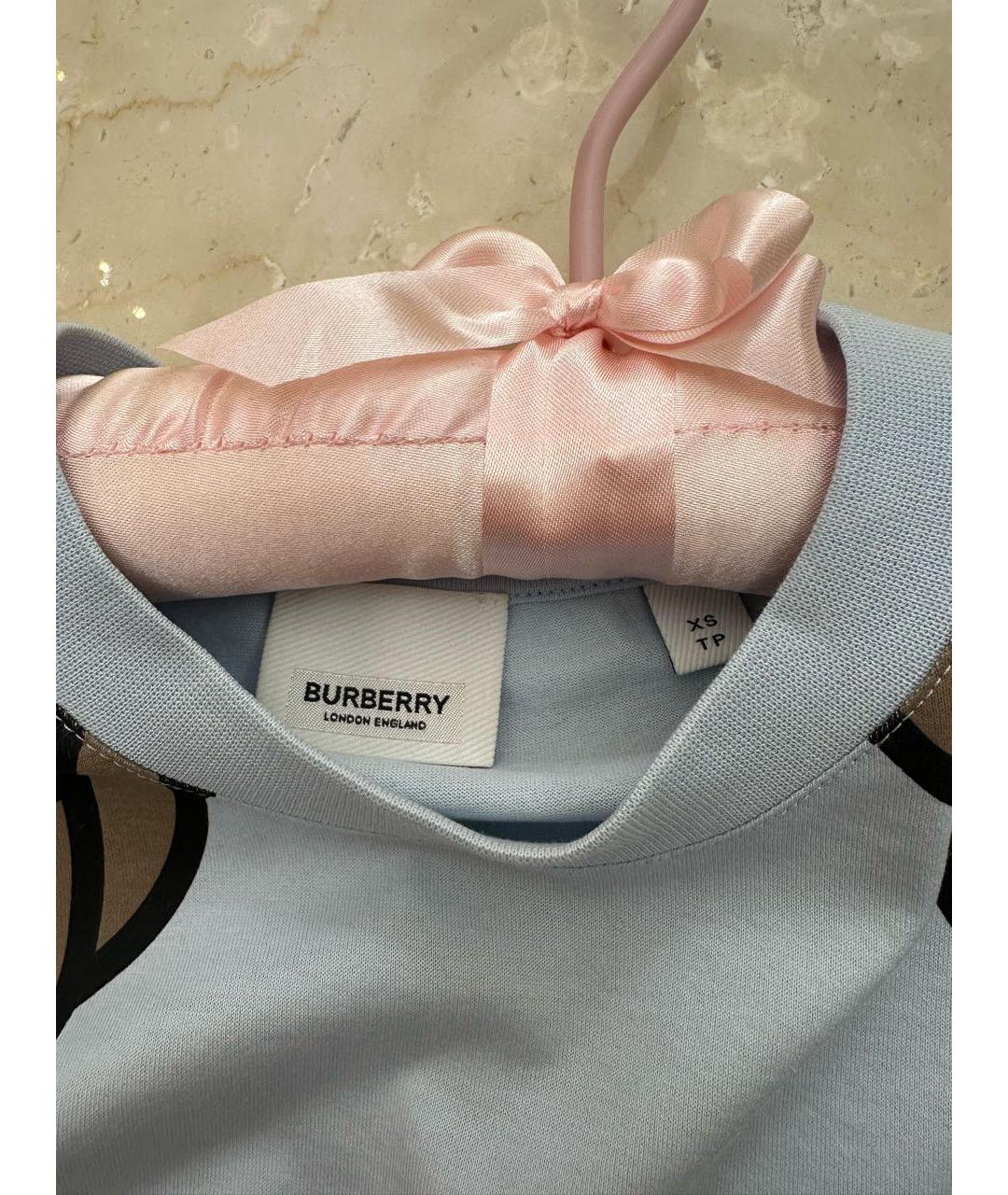 BURBERRY Голубая хлопковая футболка, фото 6