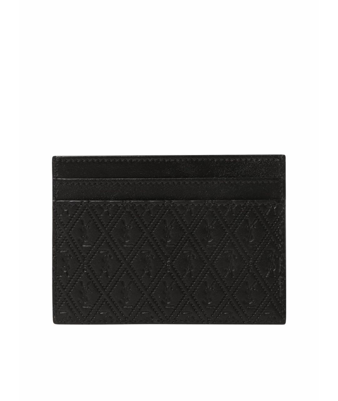 SAINT LAURENT Черный кожаный кардхолдер, фото 1