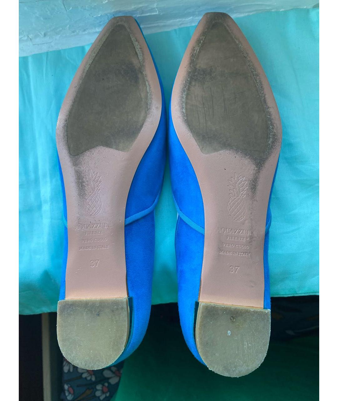 AQUAZZURA Синие замшевые балетки, фото 5