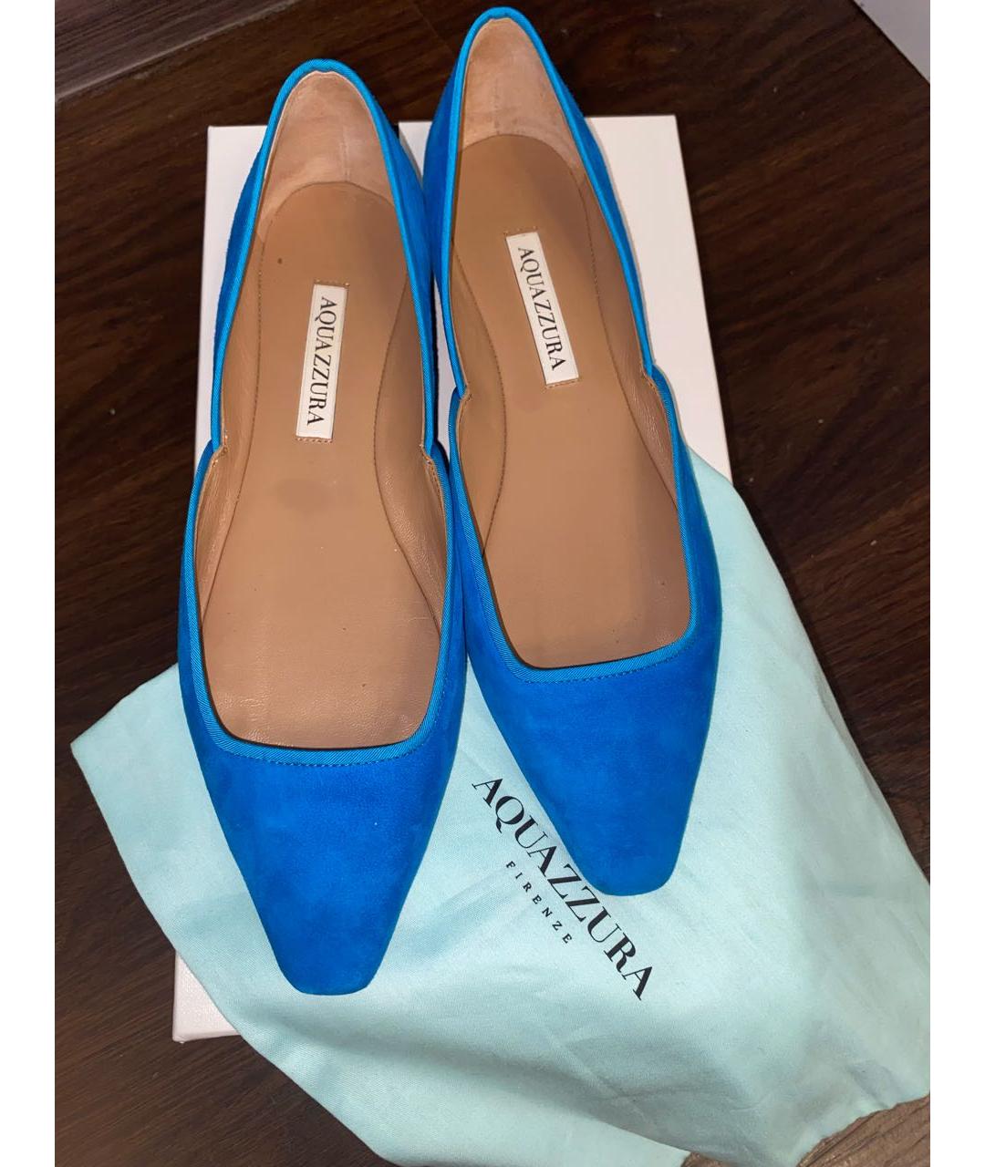 AQUAZZURA Синие замшевые балетки, фото 2