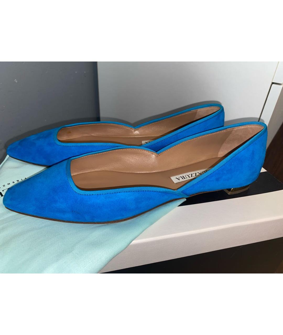 AQUAZZURA Синие замшевые балетки, фото 6