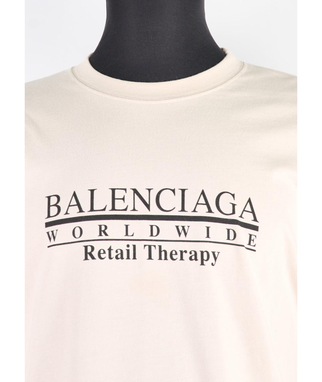 BALENCIAGA Бежевая хлопковая футболка, фото 3