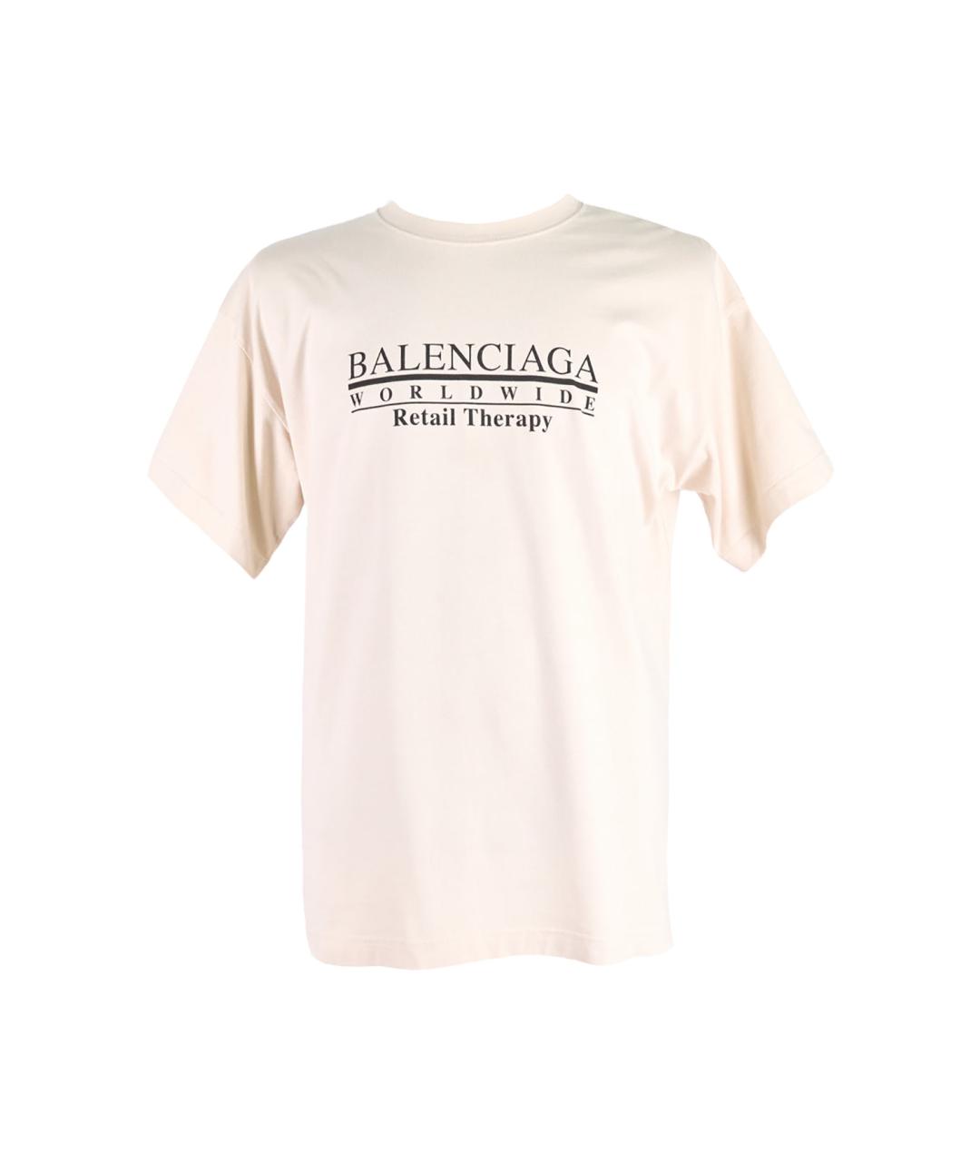 BALENCIAGA Бежевая хлопковая футболка, фото 6