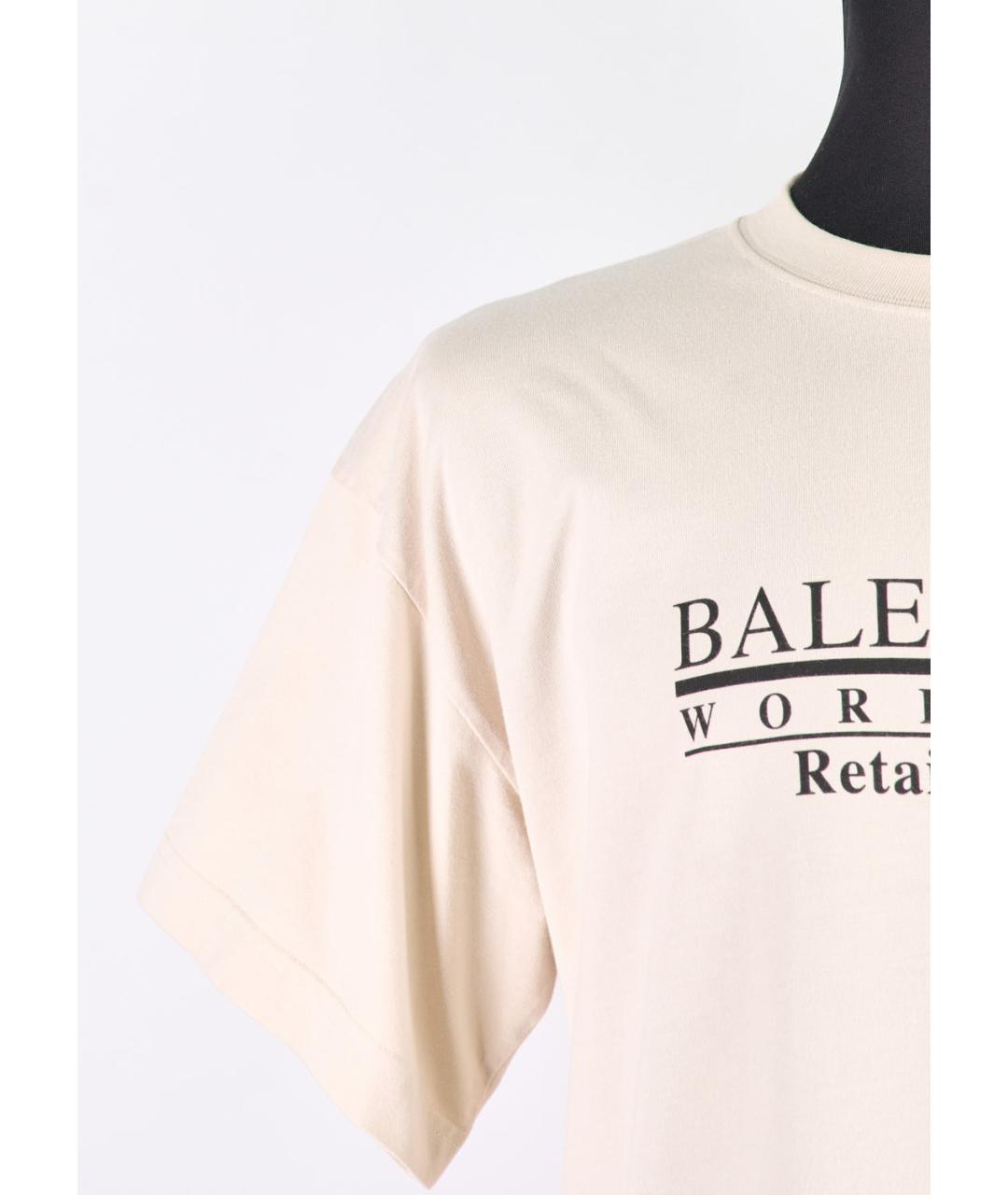 BALENCIAGA Бежевая хлопковая футболка, фото 2