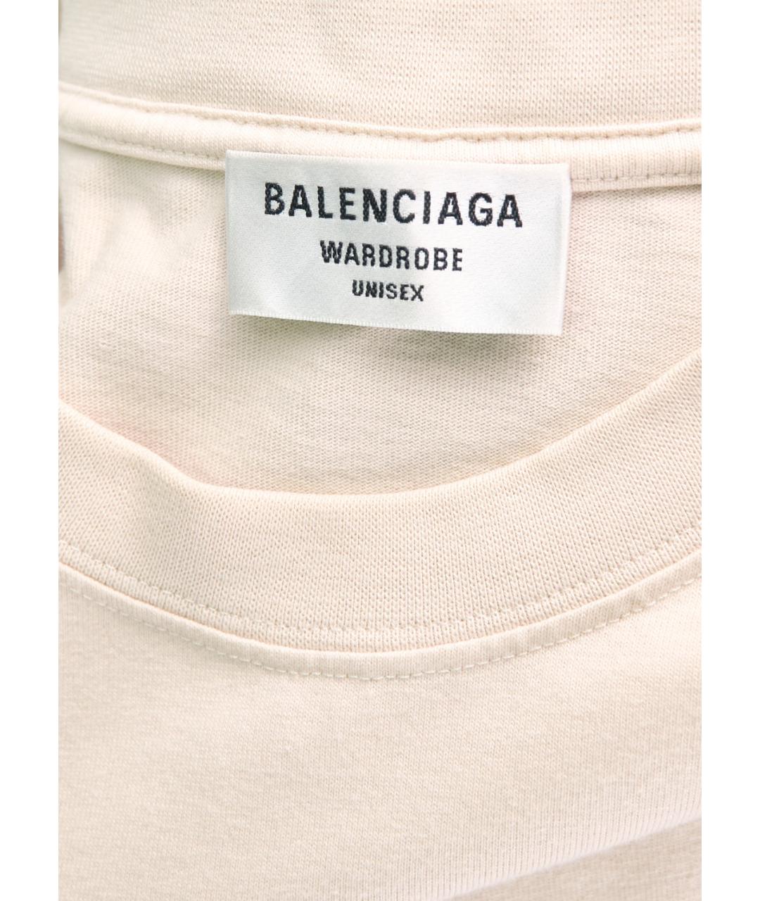 BALENCIAGA Бежевая хлопковая футболка, фото 5
