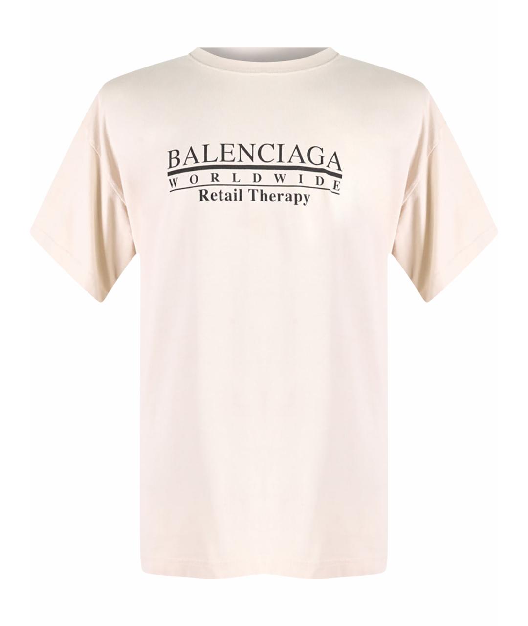 BALENCIAGA Бежевая хлопковая футболка, фото 1