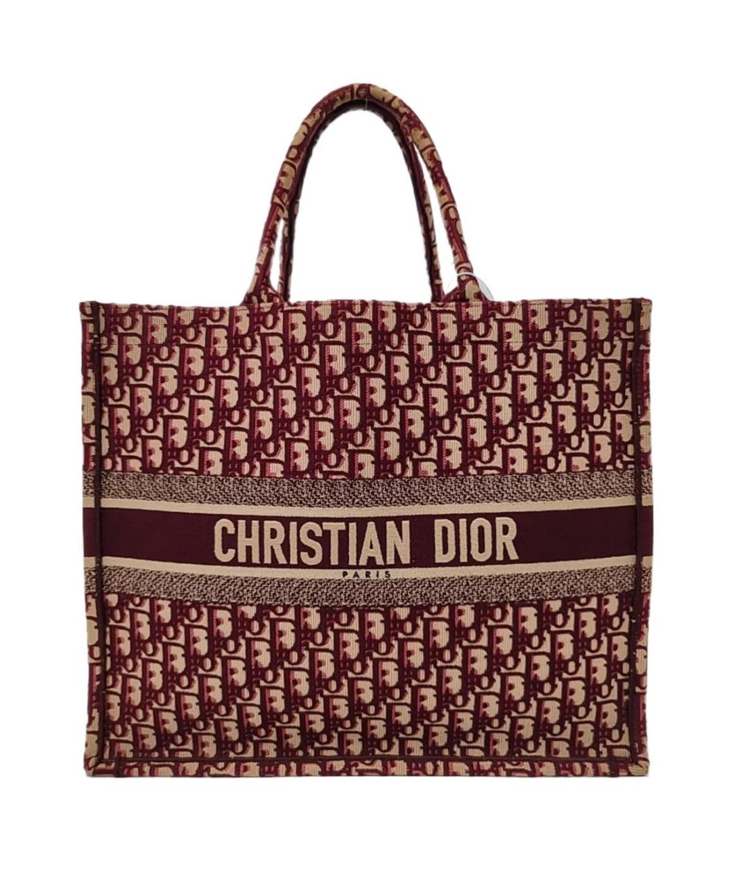CHRISTIAN DIOR Бордовая тканевая сумка тоут, фото 1