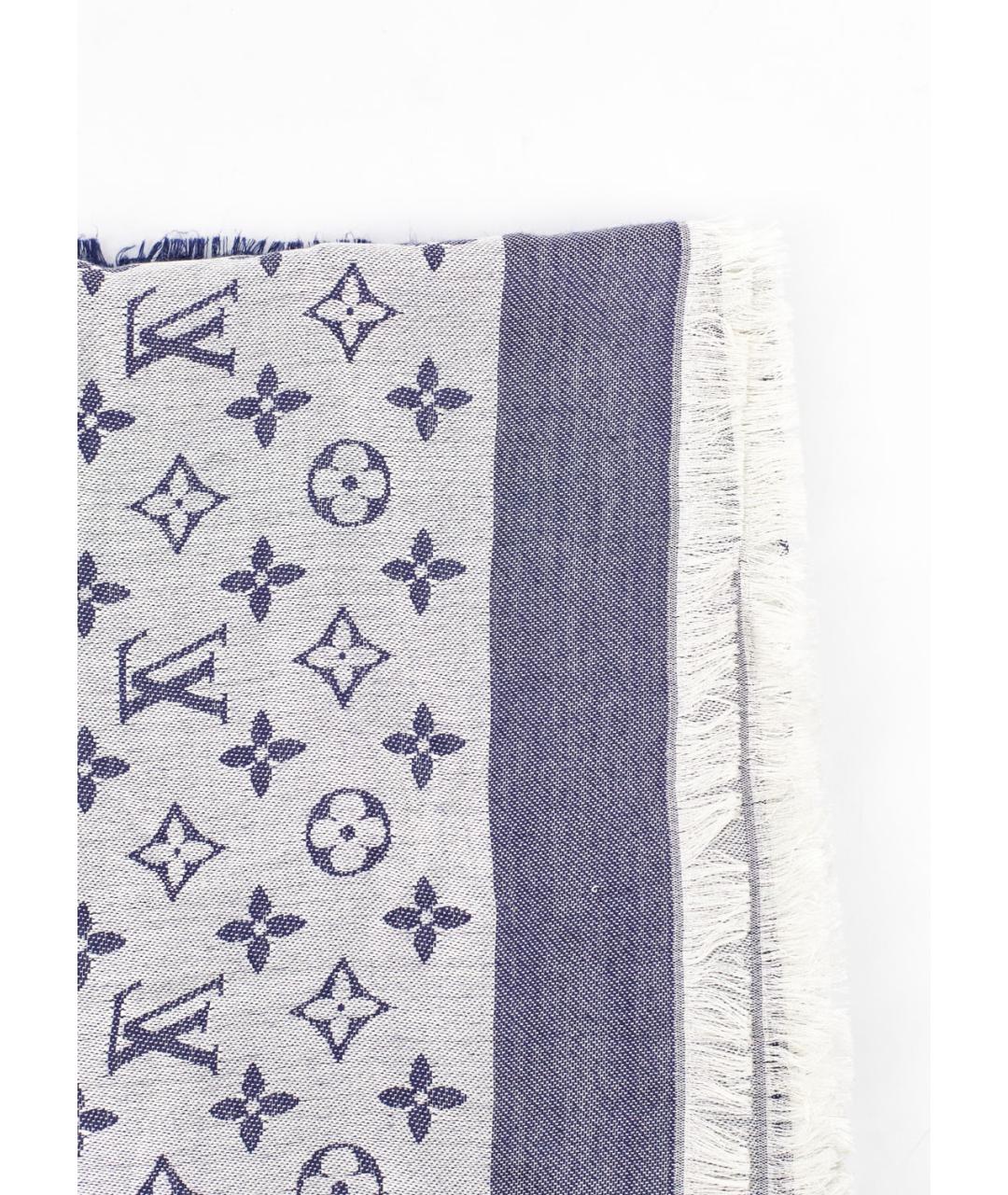 LOUIS VUITTON Синий шелковый платок, фото 4