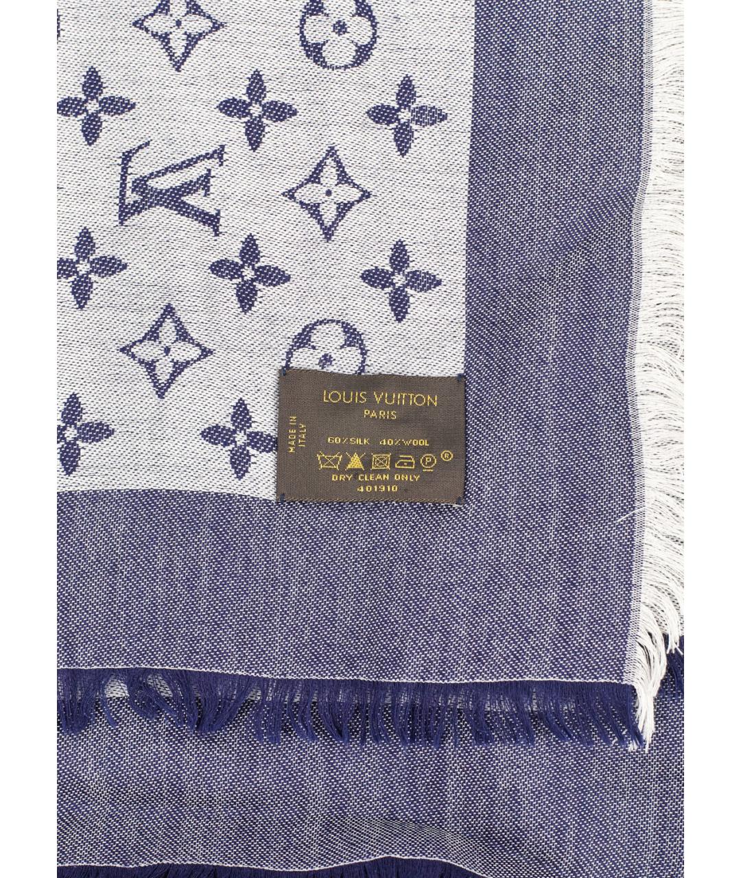 LOUIS VUITTON Синий шелковый платок, фото 3
