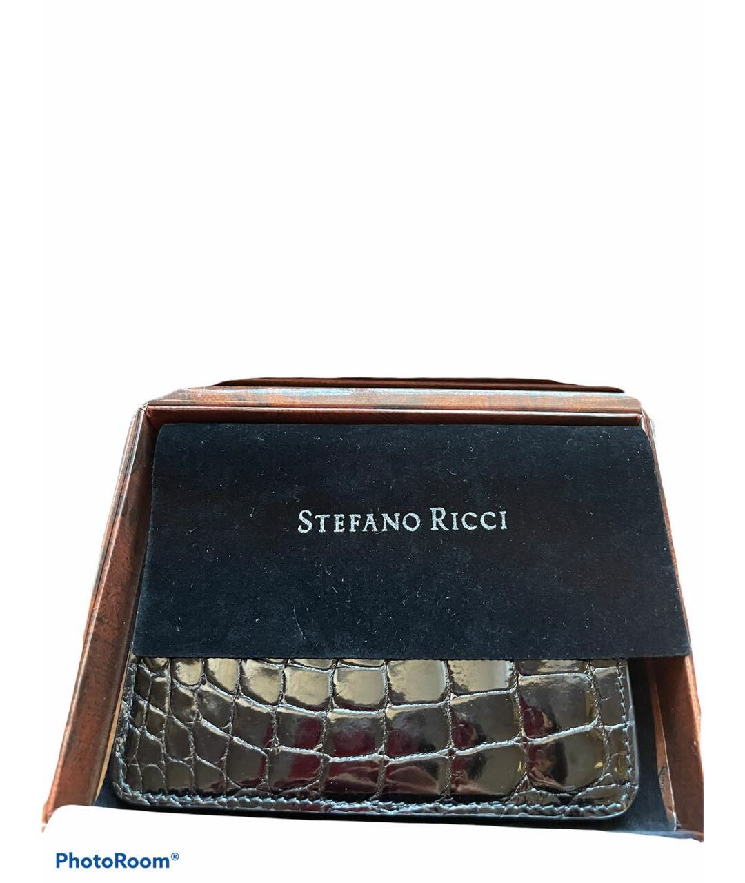 STEFANO RICCI Черный кошелек из лакированной кожи, фото 3