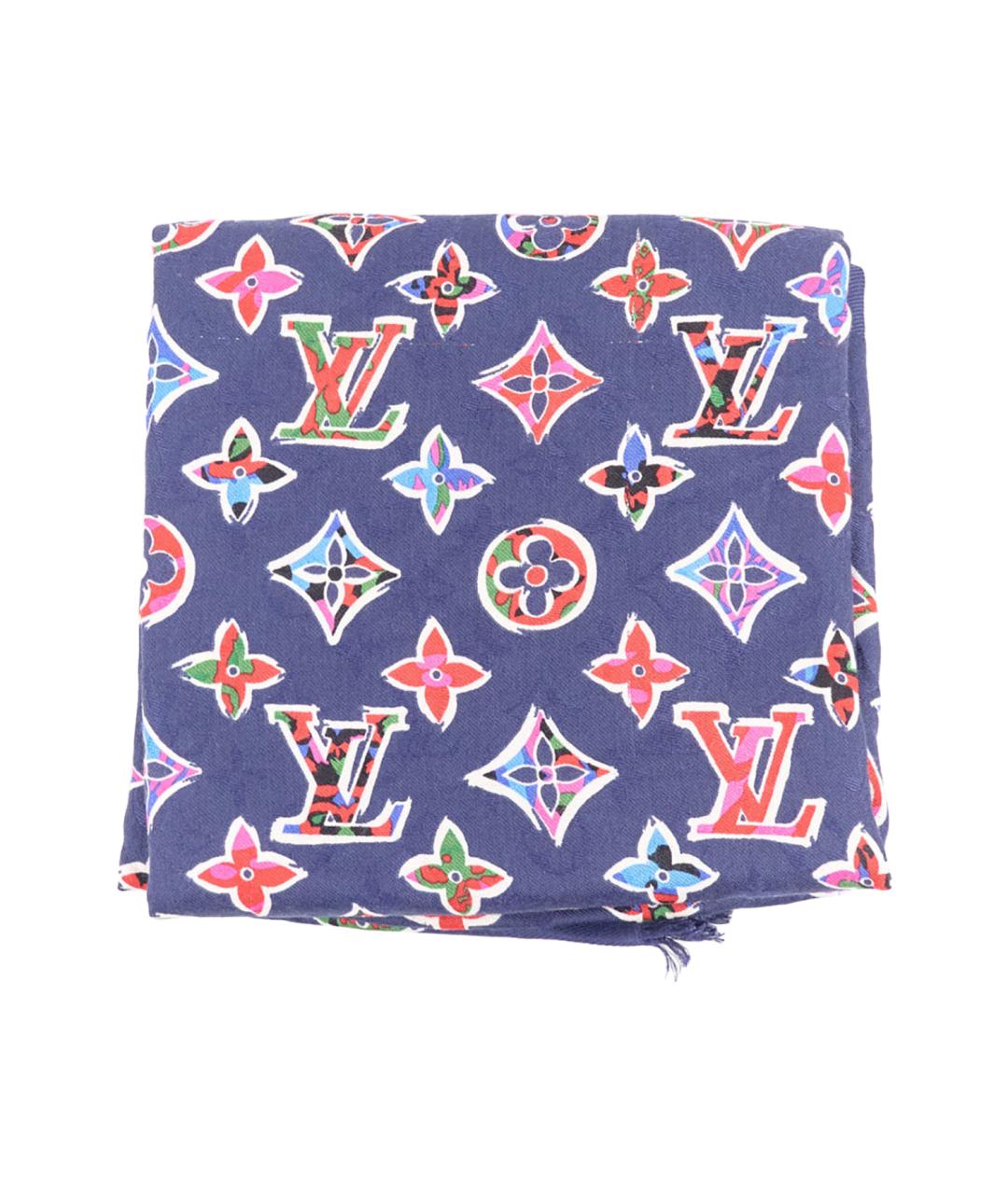 LOUIS VUITTON Синий шелковый платок, фото 1