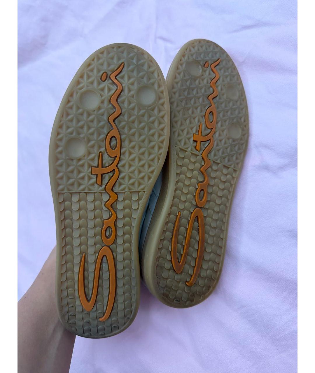 SANTONI Белые кожаные кеды, фото 5