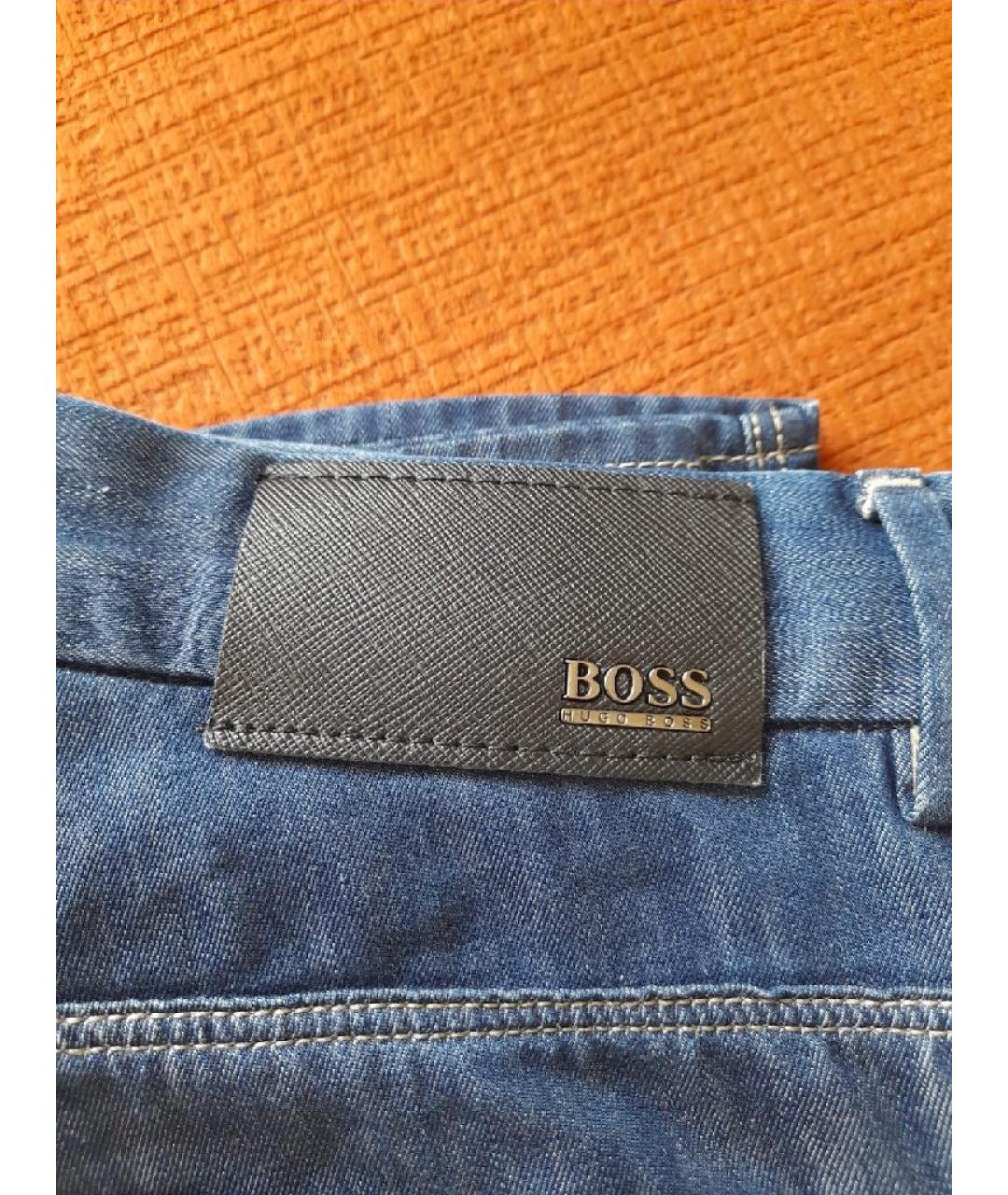 HUGO BOSS Темно-синие хлопко-кашемировые прямые джинсы, фото 5