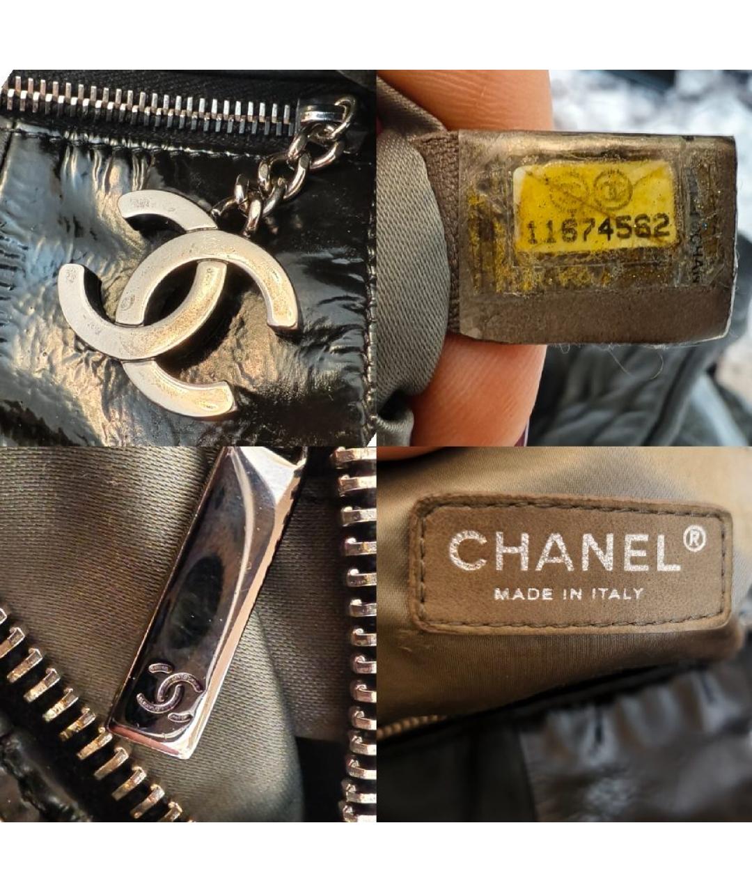 CHANEL Черная кожаная сумка с короткими ручками, фото 4