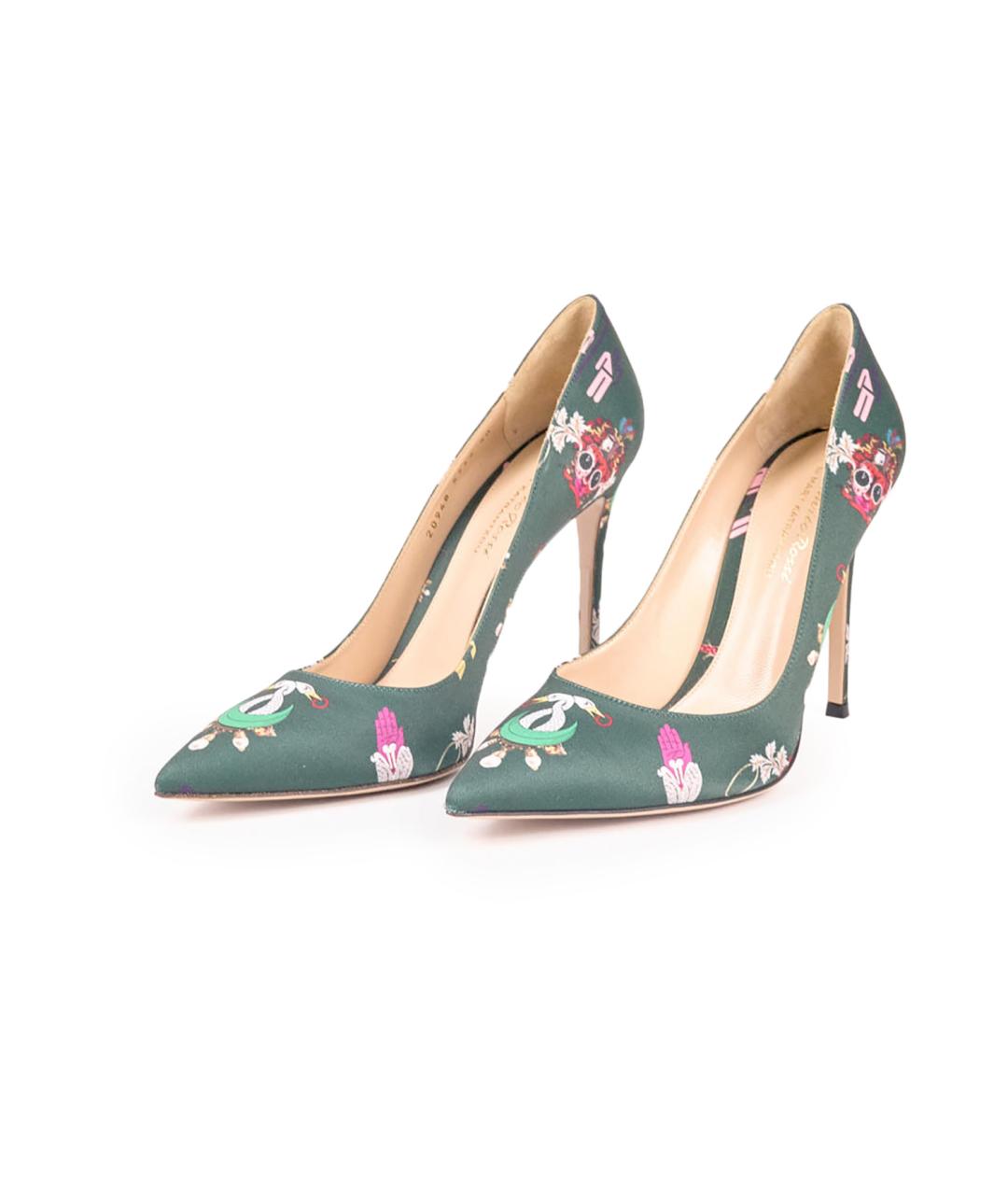 GIANVITO ROSSI Зеленые текстильные туфли, фото 2