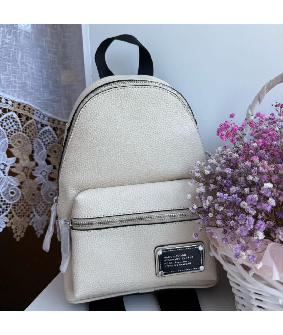 MARC JACOBS Бежевый кожаный рюкзак, фото 4