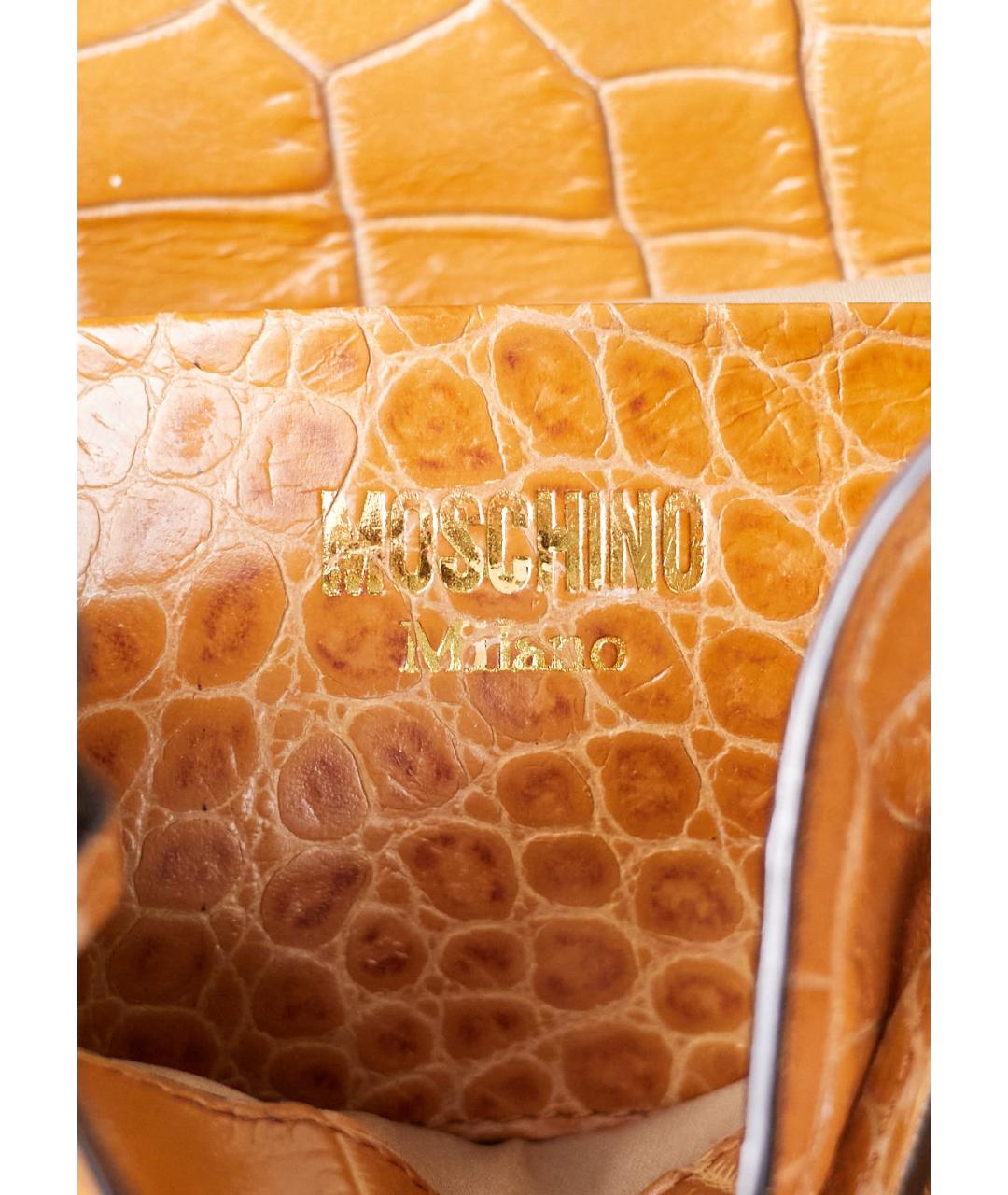 MOSCHINO Оранжевый кожаный рюкзак, фото 4