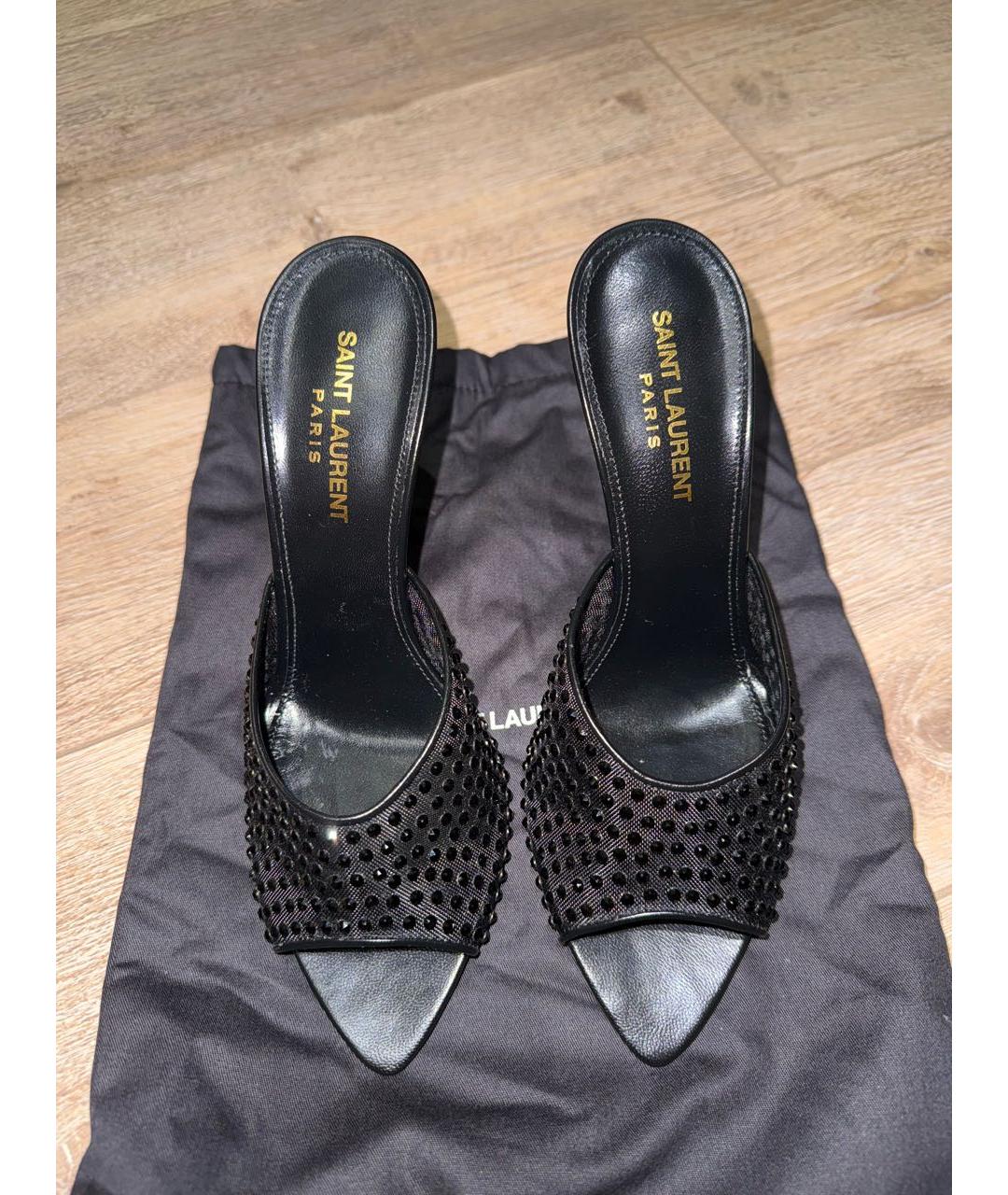 SAINT LAURENT Черные кожаные мюли, фото 7