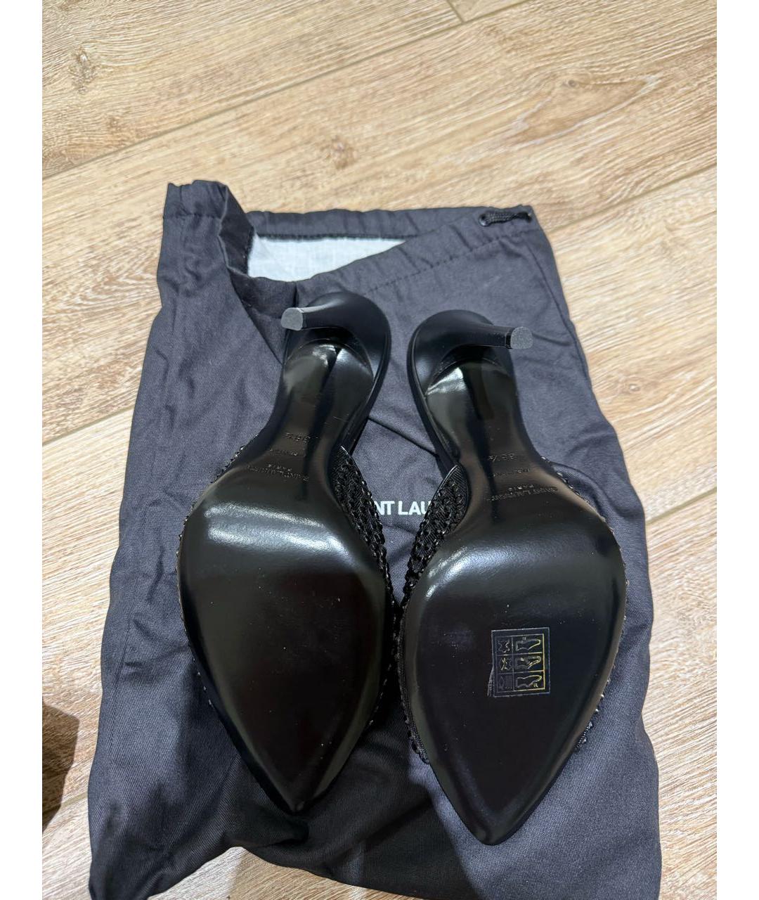 SAINT LAURENT Черные кожаные мюли, фото 4