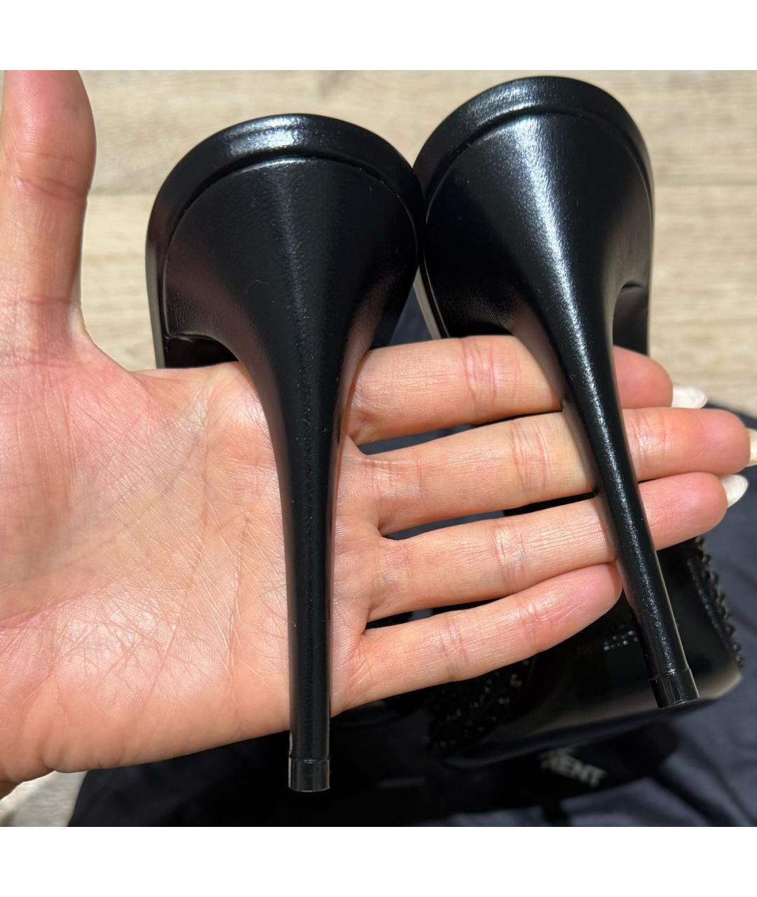 SAINT LAURENT Черные кожаные мюли, фото 3