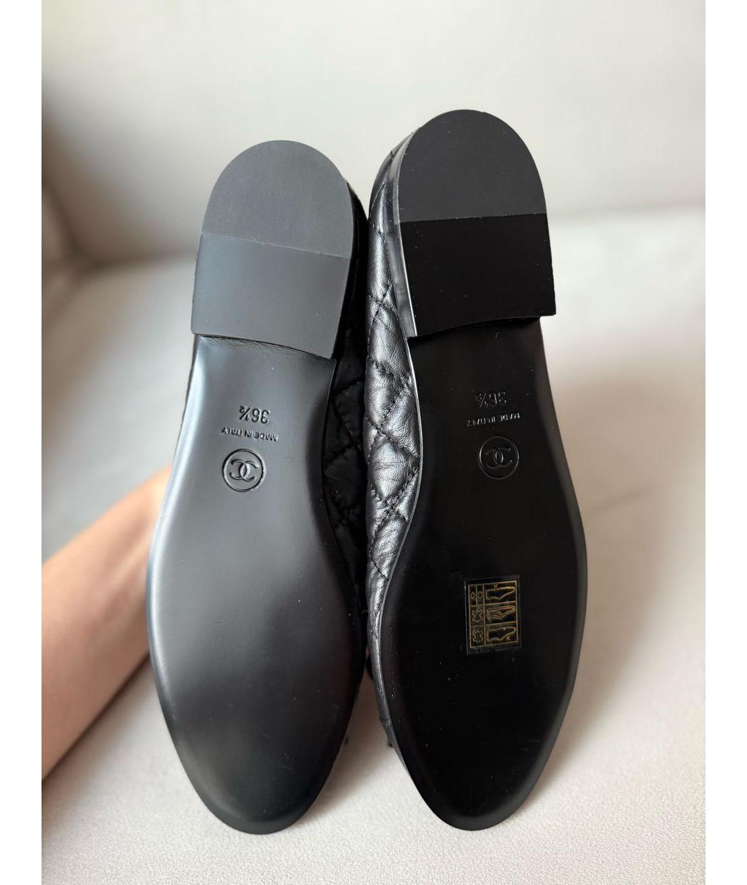 CHANEL Черные кожаные балетки, фото 6