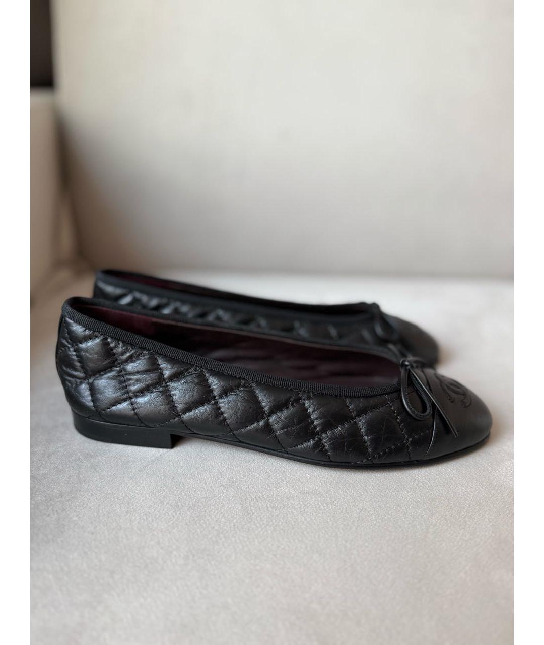 CHANEL Черные кожаные балетки, фото 9