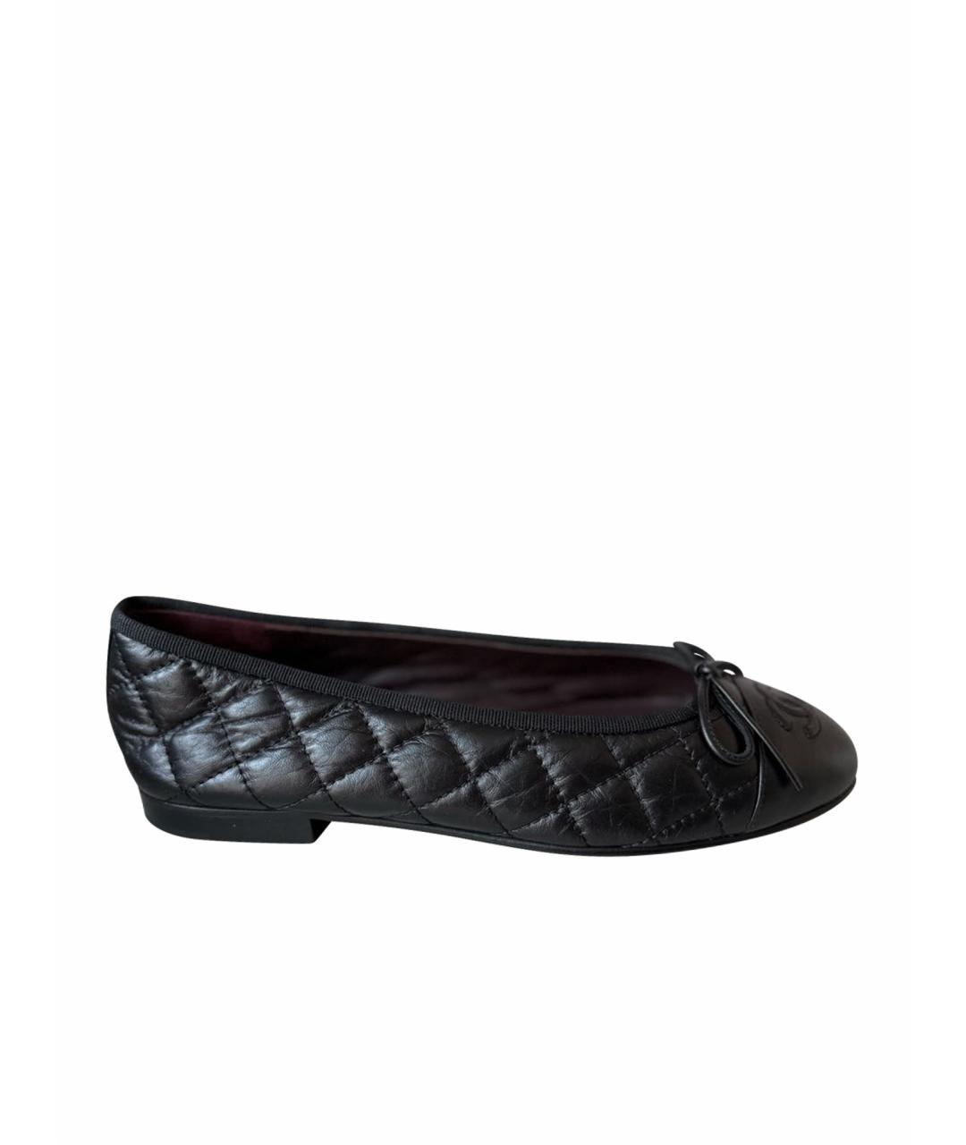 CHANEL Черные кожаные балетки, фото 1