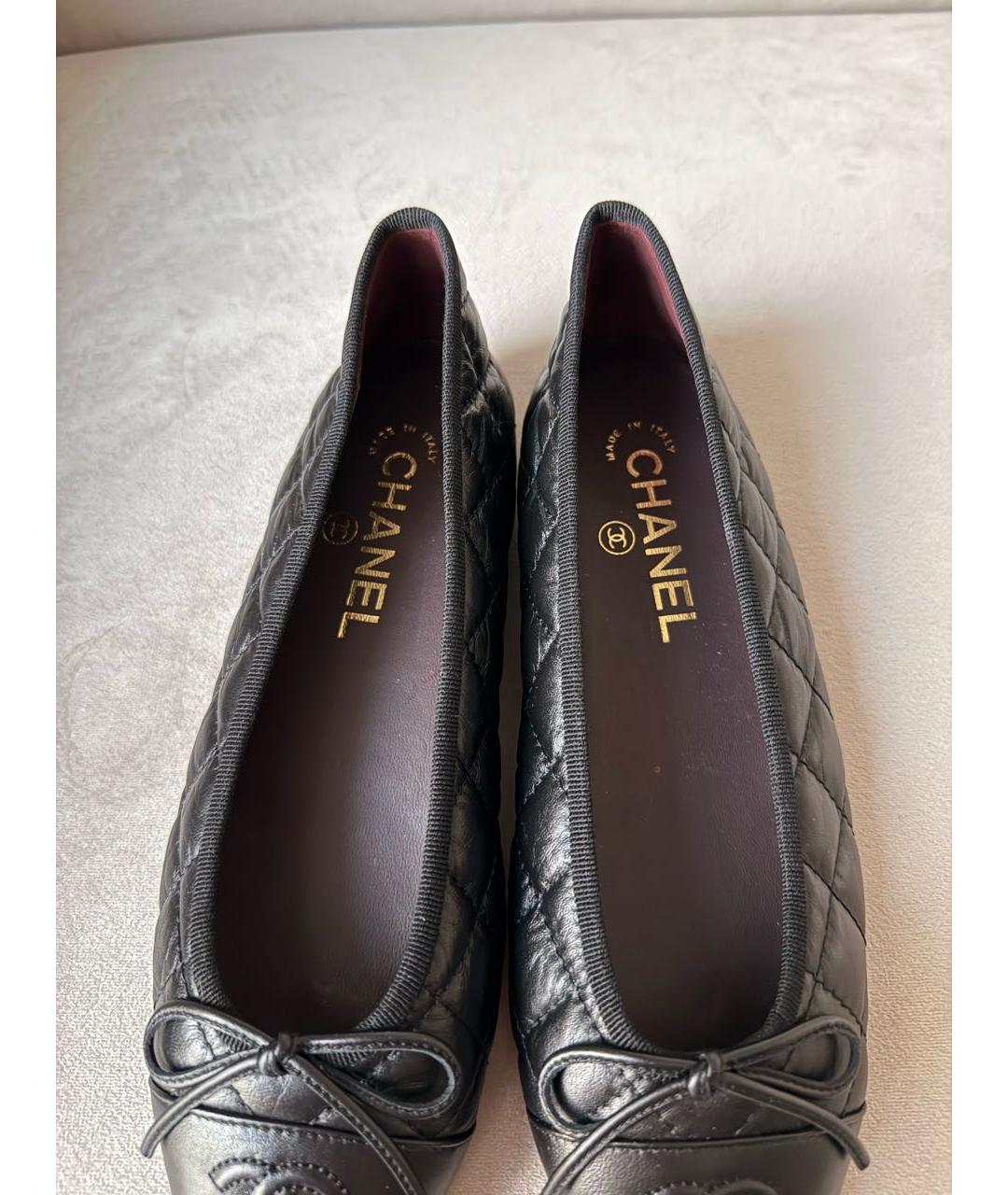 CHANEL Черные кожаные балетки, фото 8