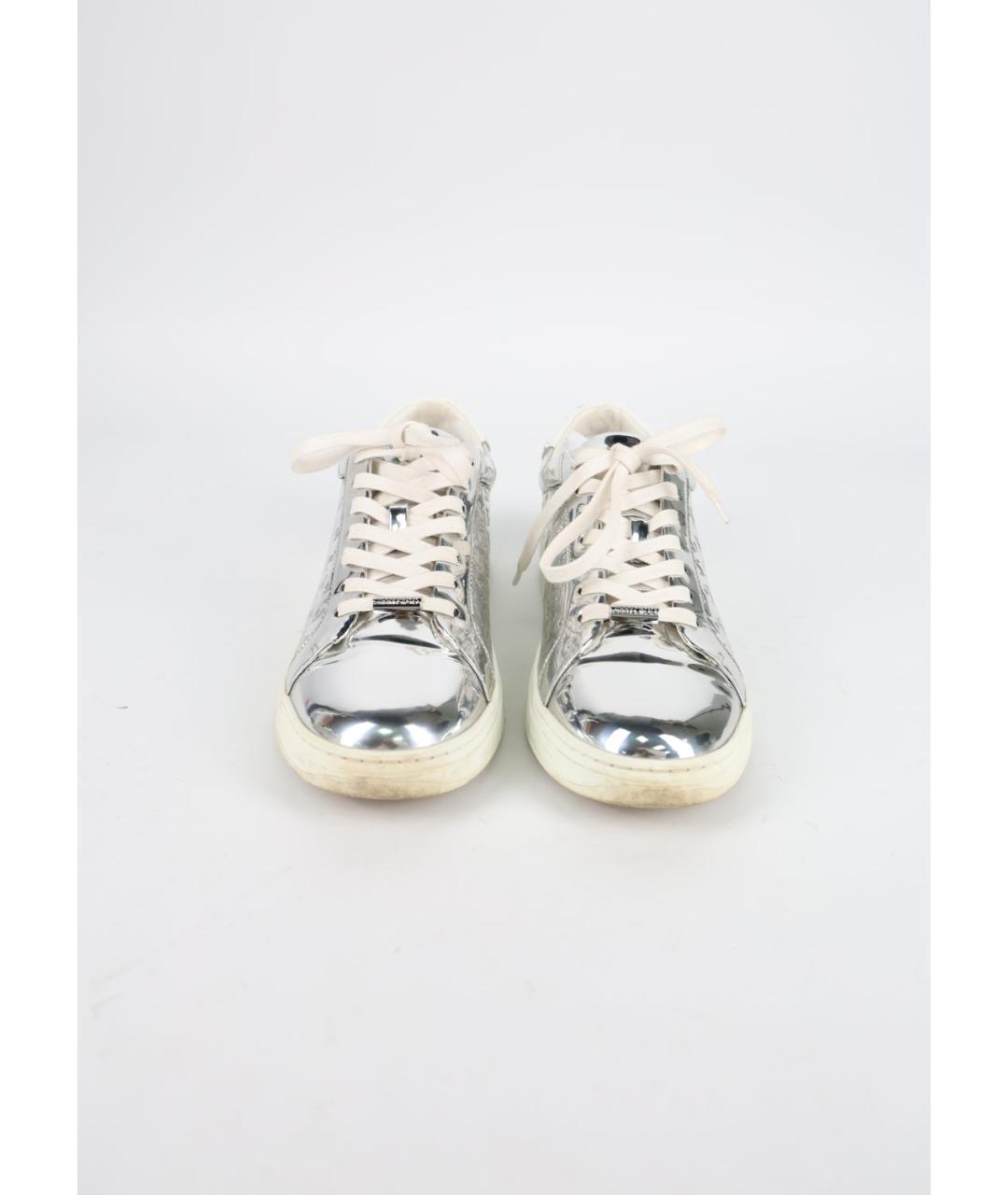 JIMMY CHOO Серебряные кожаные кеды, фото 3