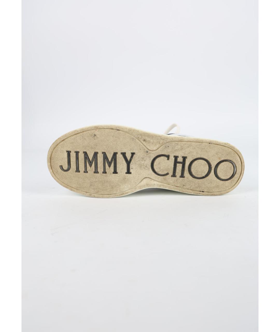 JIMMY CHOO Серебряные кожаные кеды, фото 5