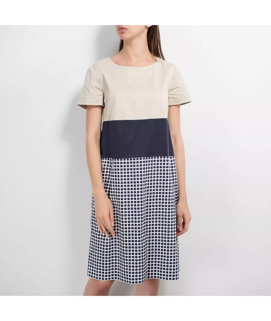 WEEKEND MAX MARA Темно-синее хлопковое повседневное платье, фото 2