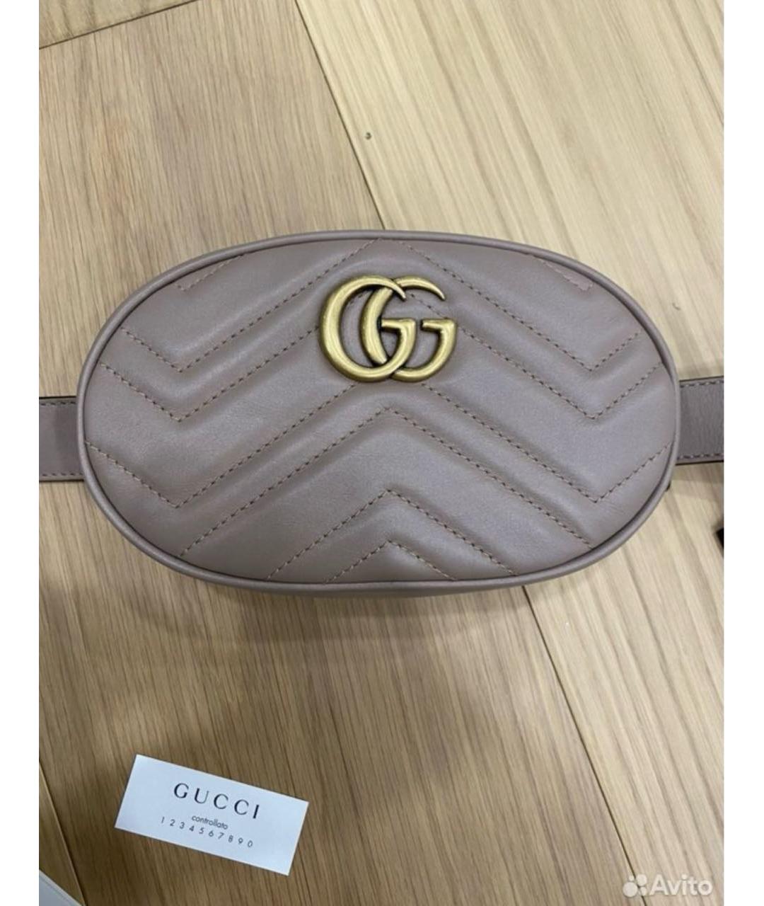 GUCCI Бежевая кожаная поясная сумка, фото 7