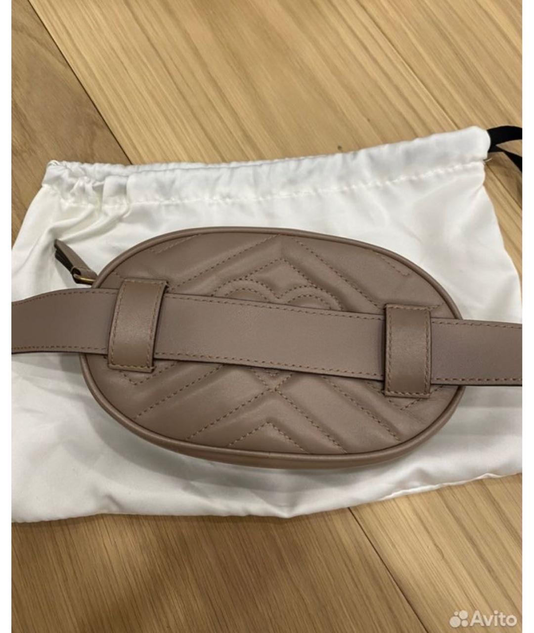 GUCCI Бежевая кожаная поясная сумка, фото 2