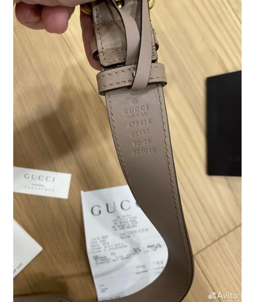 GUCCI Бежевая кожаная поясная сумка, фото 5