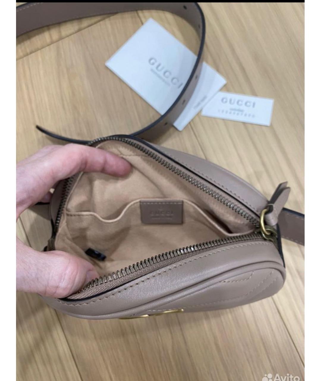 GUCCI Бежевая кожаная поясная сумка, фото 4