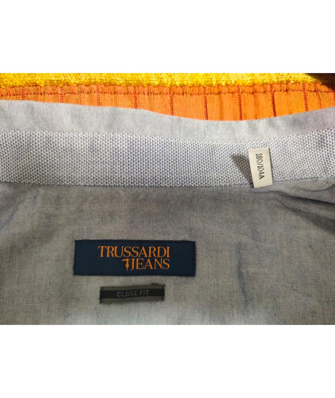 TRUSSARDI JEANS Серая хлопковая классическая рубашка, фото 3