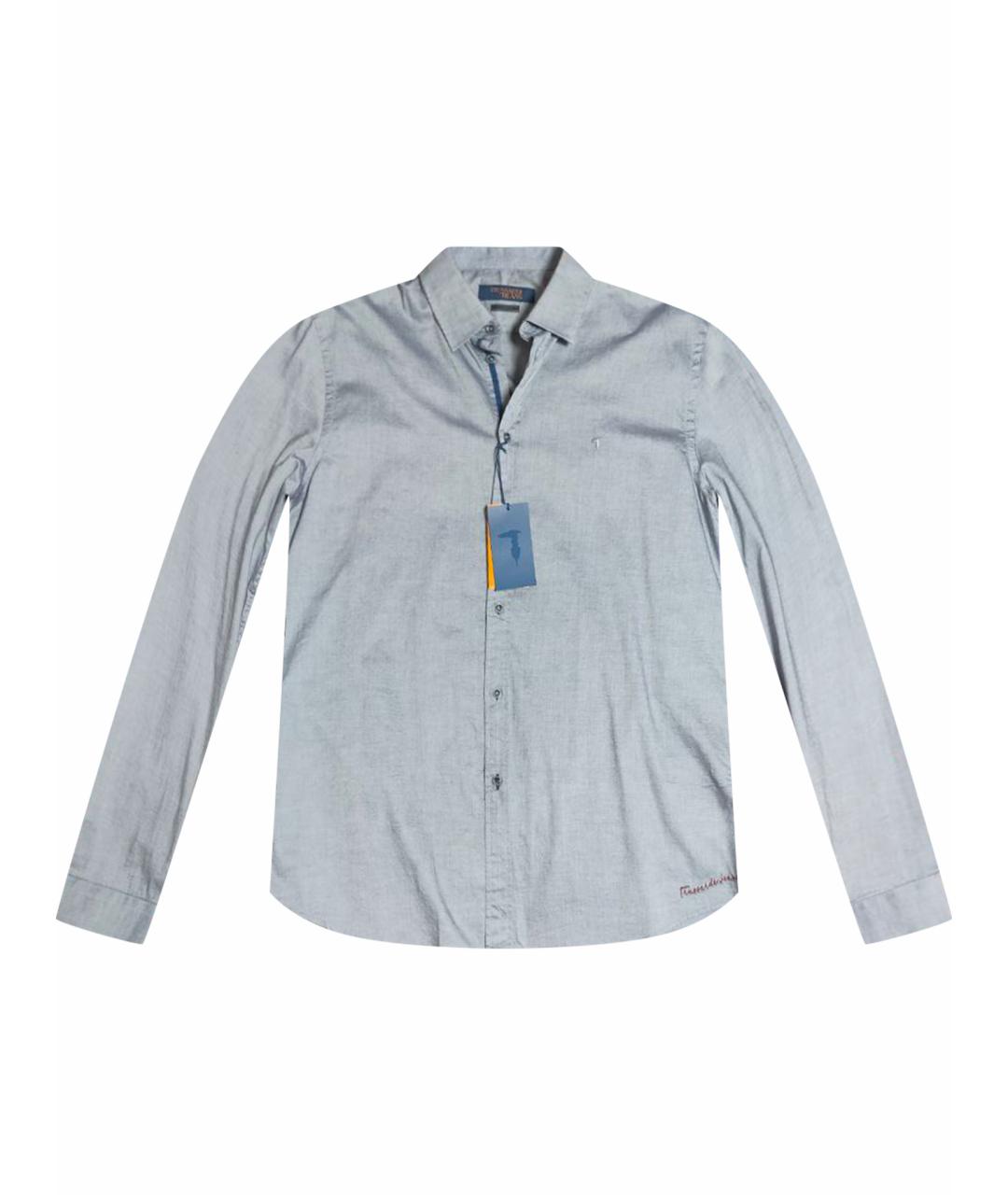 TRUSSARDI JEANS Серая хлопковая классическая рубашка, фото 1