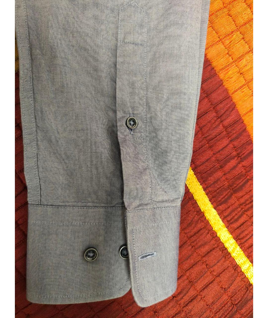 TRUSSARDI JEANS Серая хлопковая классическая рубашка, фото 4