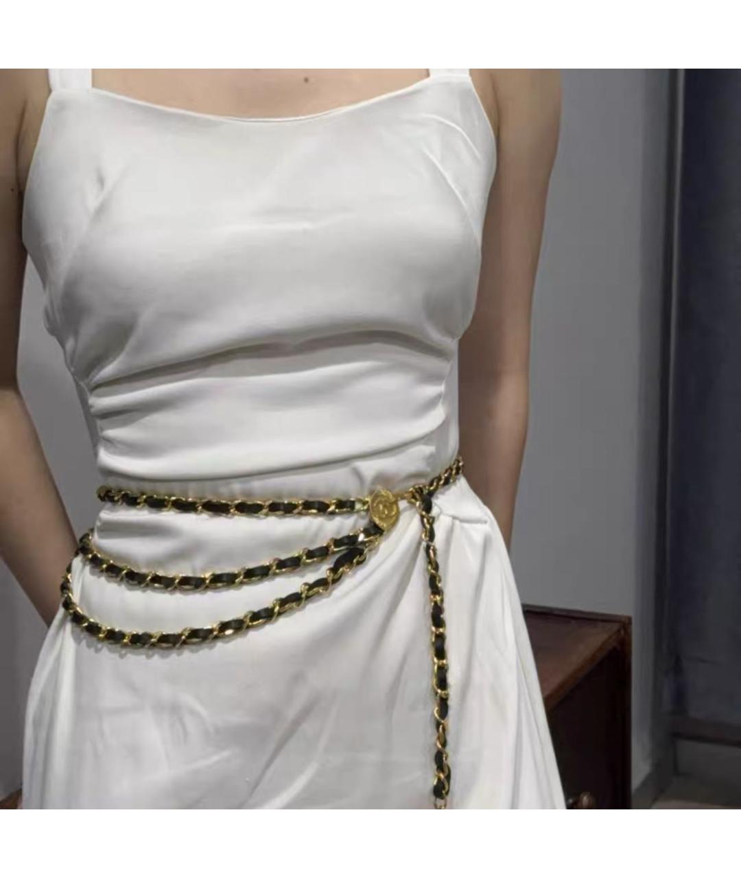 CHANEL Золотой кожаный ремень, фото 5